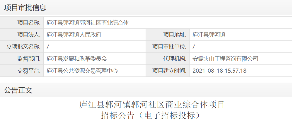 庐江县郭河镇郭河社区商业综合体