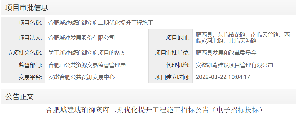 合肥城建琥珀御宾府二期优化提升工程施工