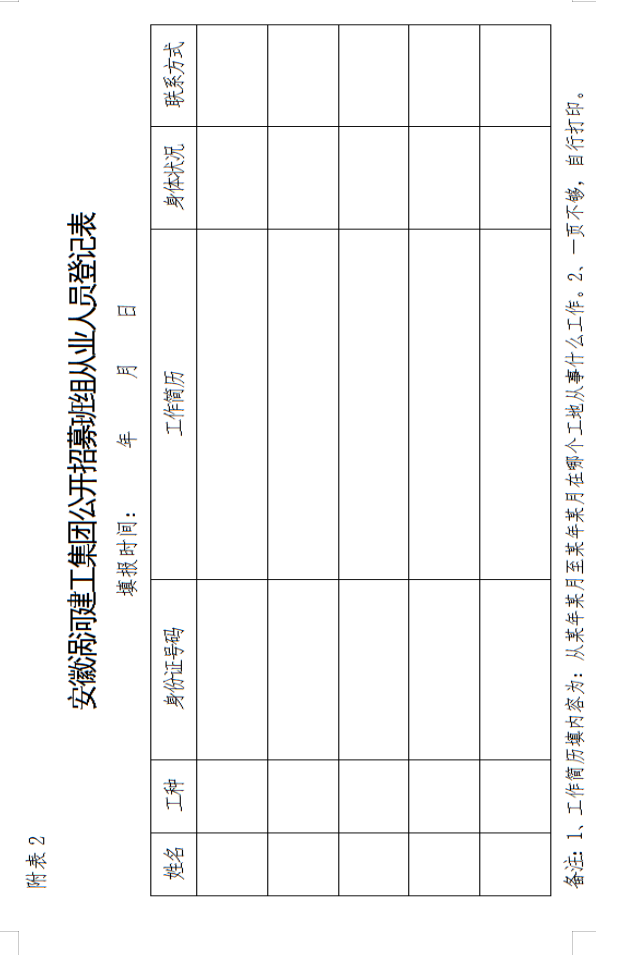 涡阳县恒泰水利建设工程有限公司和安徽明仪建设工程有限公司关于公开招募劳务班组的公告