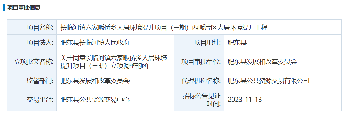 长临河镇六家畈侨乡人居环境提升项目（三期）西畈片区人居环境提升工程招标公告